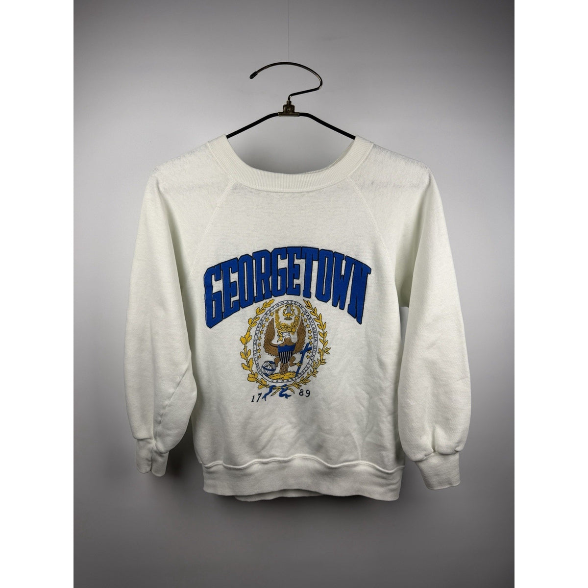 Vintage 80s Georgetown Hoyas double sided puff print crewneck, M