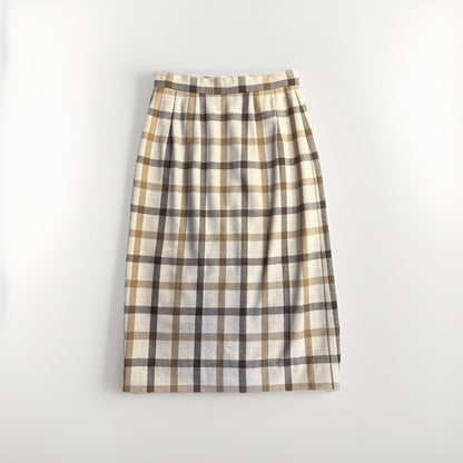 1960s Lanvin Couture Wool Plaid Skirt - 26” waist