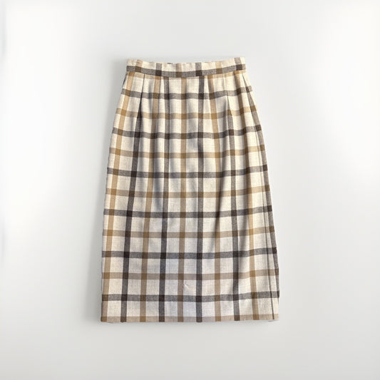 1960s Lanvin Couture Wool Plaid Skirt - 26” waist