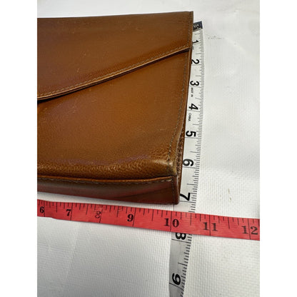 Vintage 1990s Yves Saint Laurent brown leather envelope clutch wrist strap