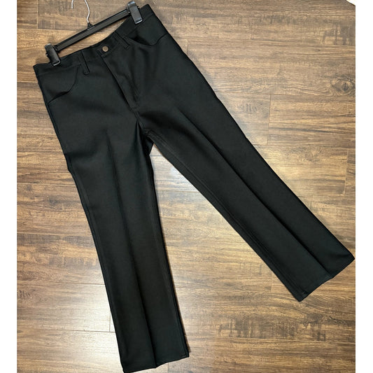 Wrangler black polyester flares 32x29 (1970s)