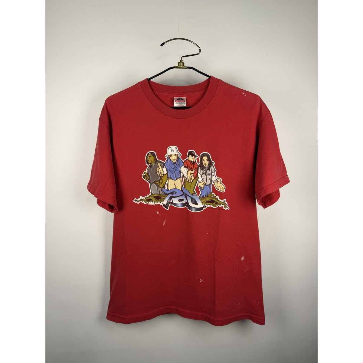 Vintage 2000 P.O.D. Payable on Death cartoon tee, thrashed, L