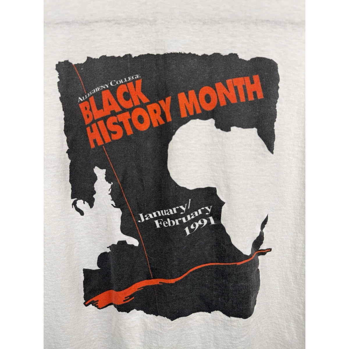 Vintage 1991 Allegheny College Black History Month tee, Stedman, L