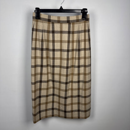 1960s Lanvin Couture Wool Plaid Skirt - 26” waist