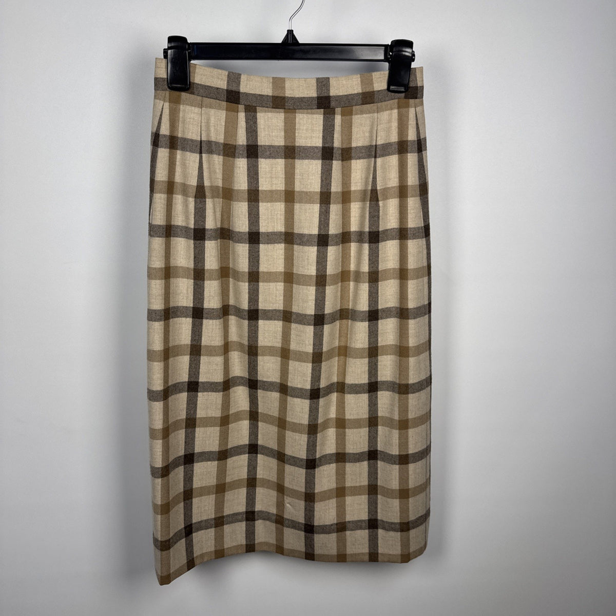 1960s Lanvin Couture Wool Plaid Skirt - 26” waist