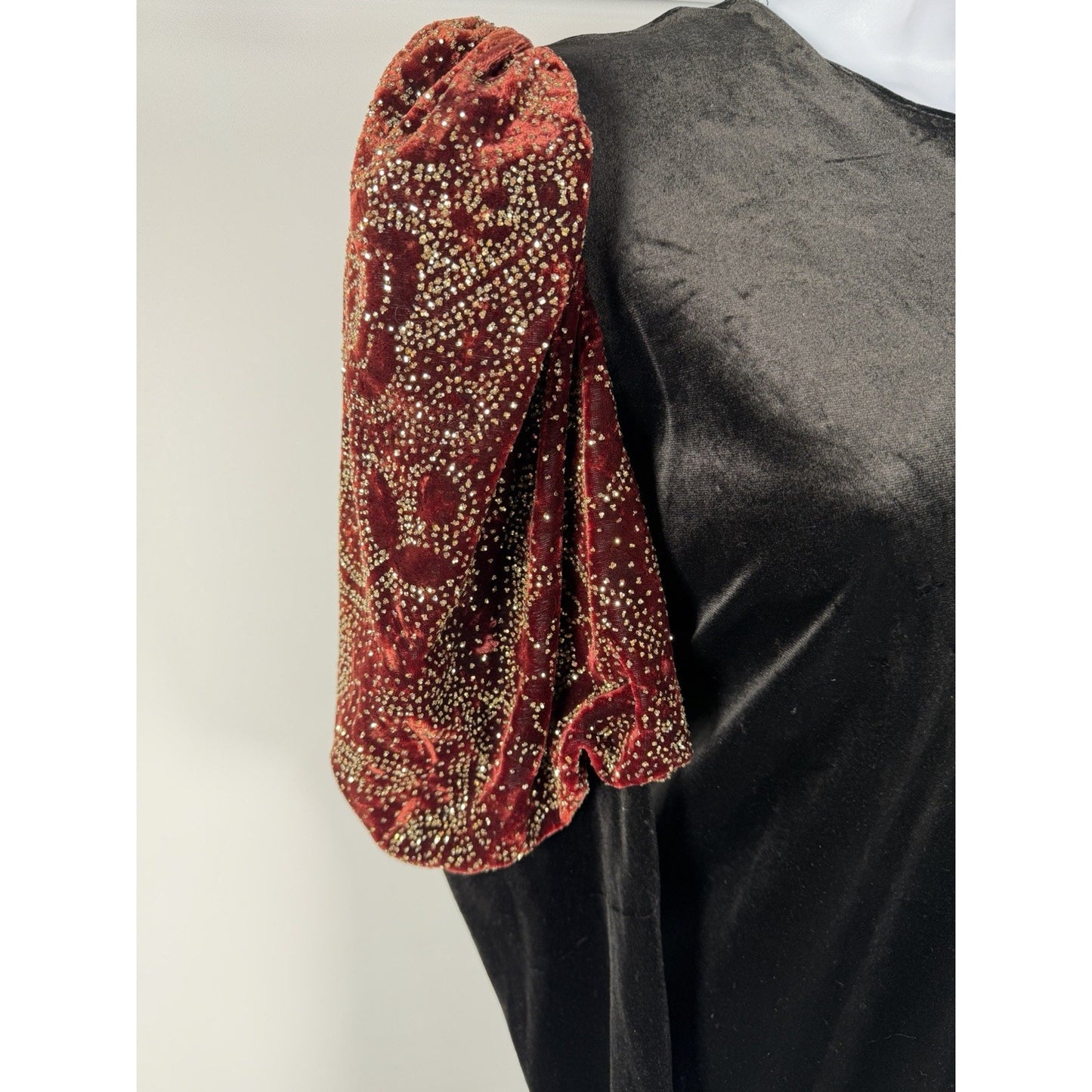 Vintage 80s David Brown Neiman Marcus Velvet Sequin Sleeve Gown