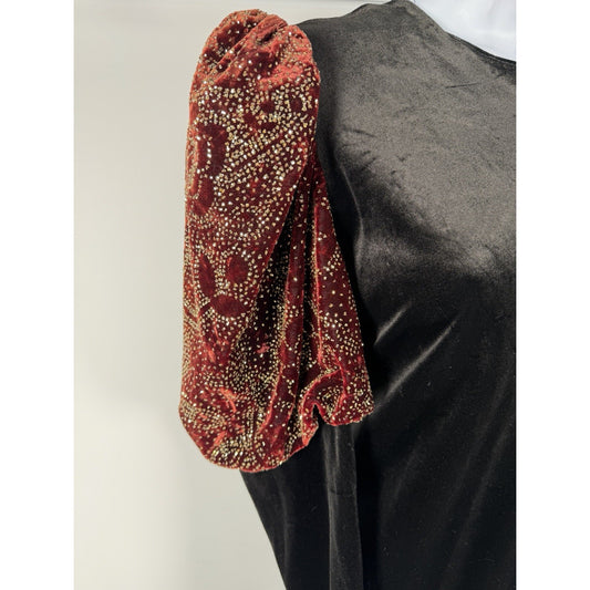 Vintage 80s David Brown Neiman Marcus Velvet Sequin Sleeve Gown