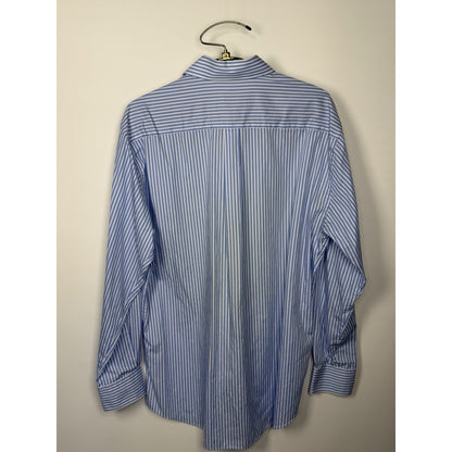 Peter Millar Seaside Finish Men's Blue Stripe Dress Shirt Extra Large Cotton