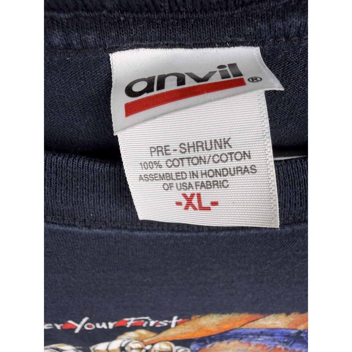 Vintage 2001 Remember Your First Soft-Tail Biker Babe Long Sleeve Anvil XL 24x29