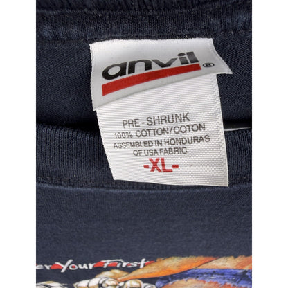 Vintage 2001 Remember Your First Soft-Tail Biker Babe Long Sleeve Anvil XL 24x29