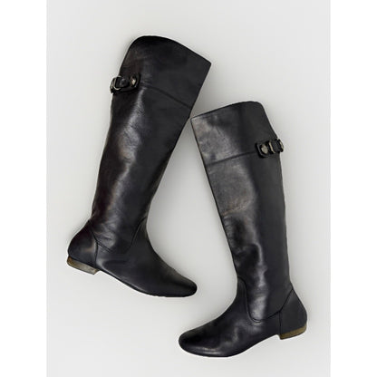 Coach Benita black leather over-the-knee riding boots, size 9.5 B