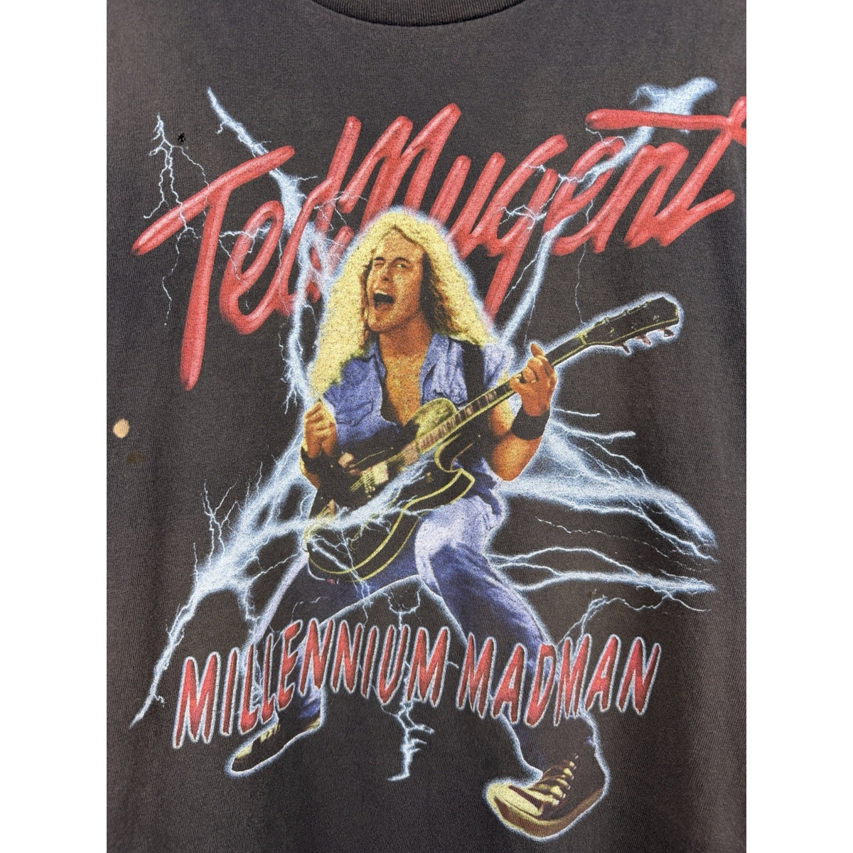 Vintage 1999 Ted Nugent Millennium Madman Distressed & Chopped Tee Large 23x26