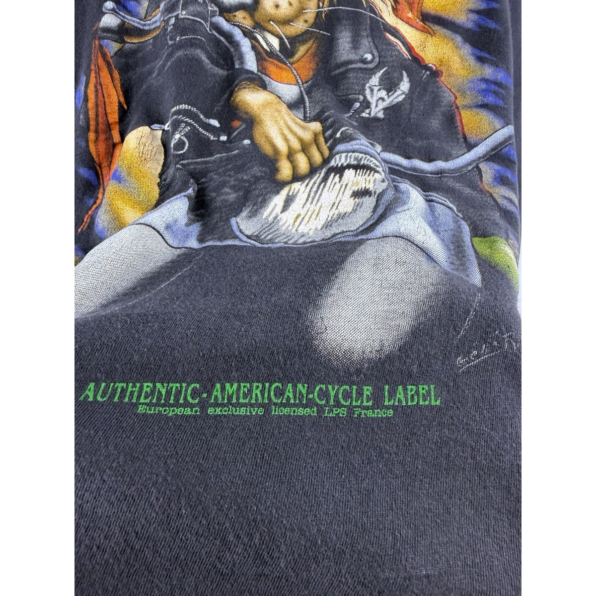 Vintage 90s American Cycle Label rat biker Euro tee, boxy, L