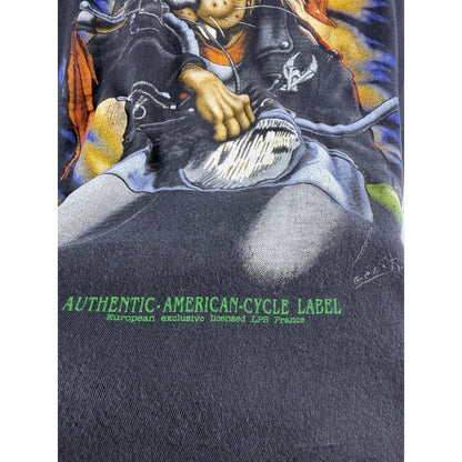 Vintage 90s American Cycle Label rat biker Euro tee, boxy, L