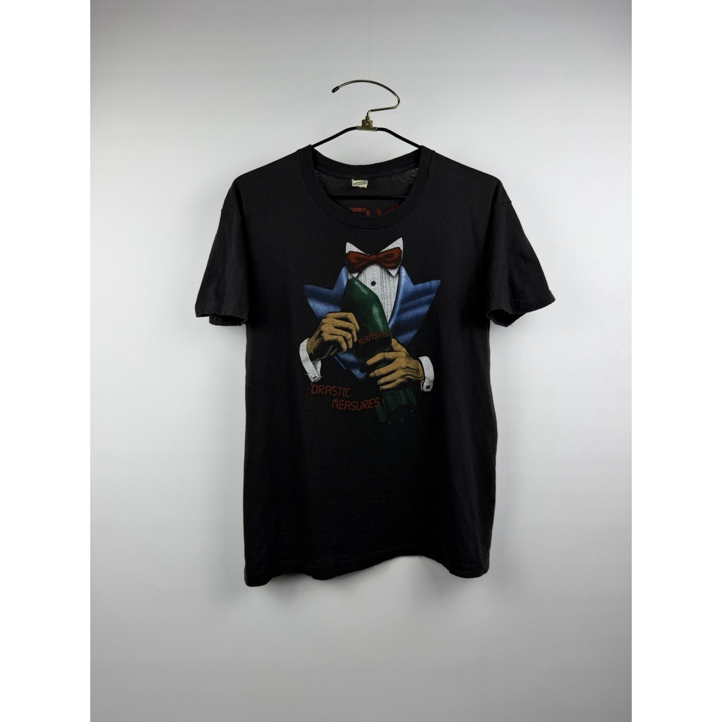 Vintage Kansas 1983 Drastic Measures Tee Single Stitch Double Sided XL 22.5x27