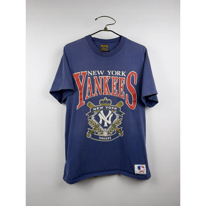 Vintage 90s New York Yankees crest tee, Nutmeg, single stitch, XL