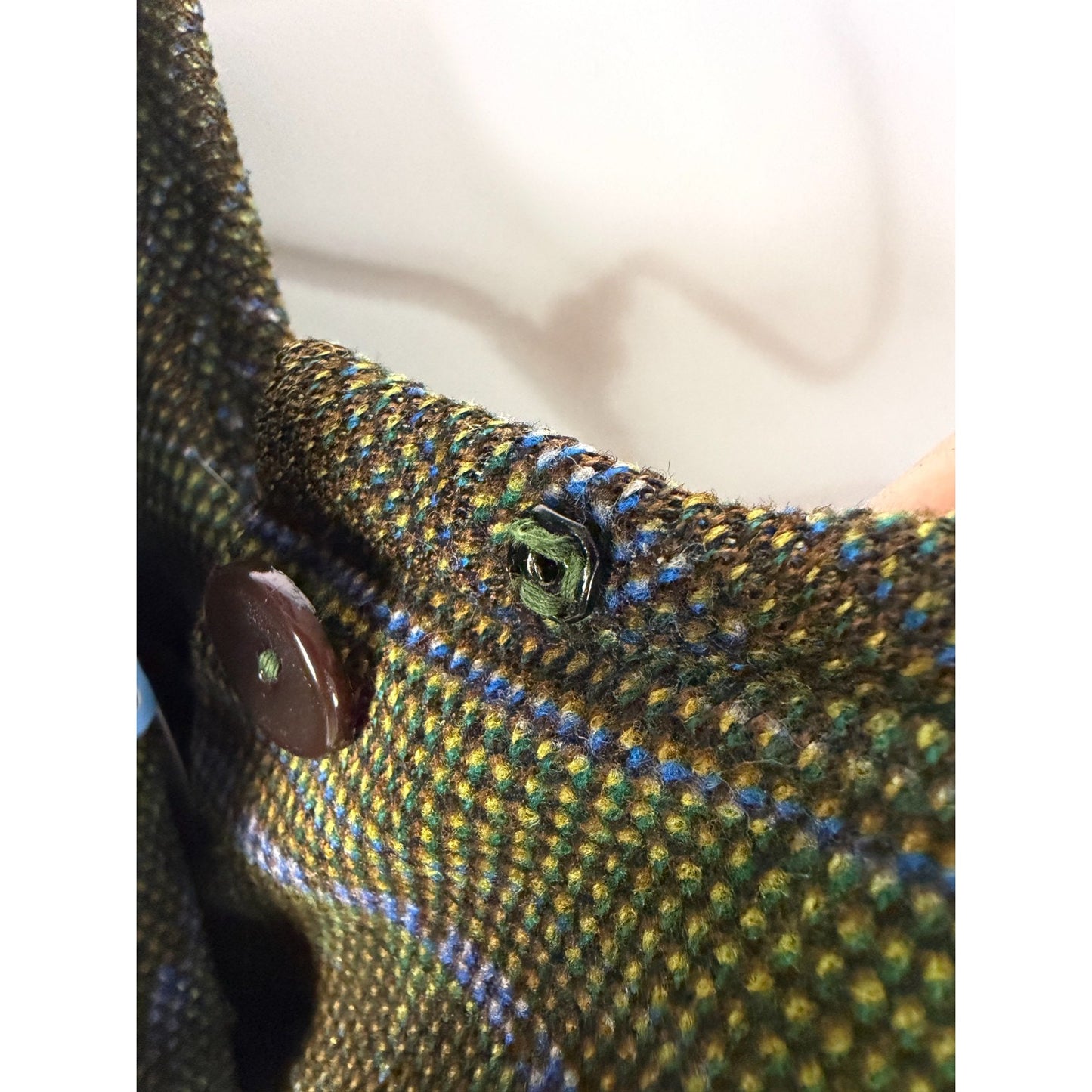Vintage 40s 50s Soft Abstract Stripes Art button-back Dress XS MCM green brown