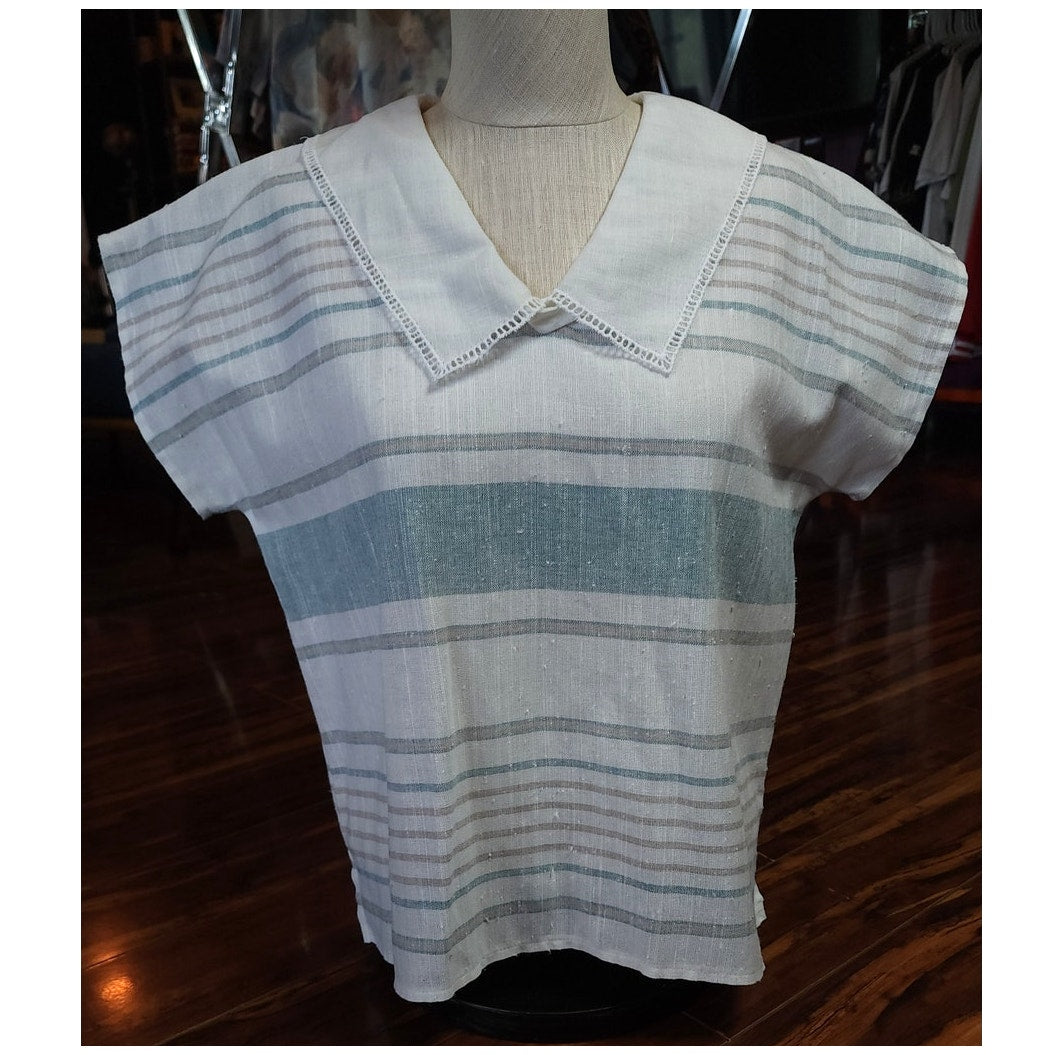 School Daze striped linen top (1970s)