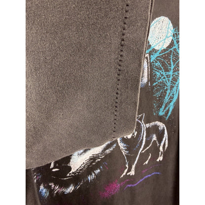 Vintage 90s Fashion Victim wolf tee, heavy fade, single stitch, L