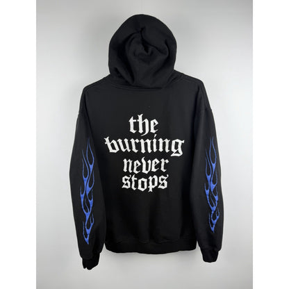 2017 Left Behind Band Hoodie Flame Sleeves Hardcore Pure Noise Records L 23x28