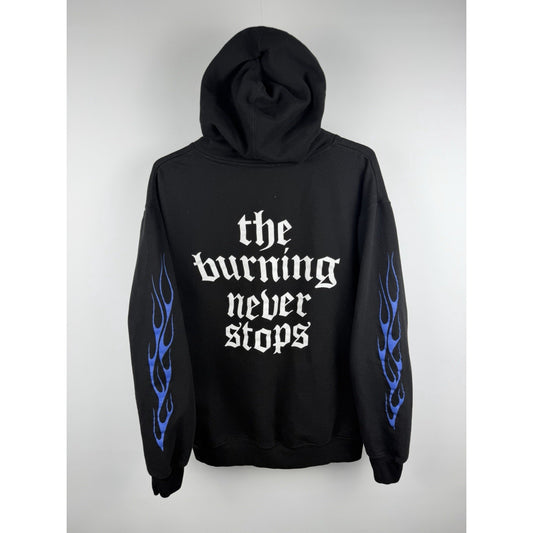 2017 Left Behind Band Hoodie Flame Sleeves Hardcore Pure Noise Records L 23x28