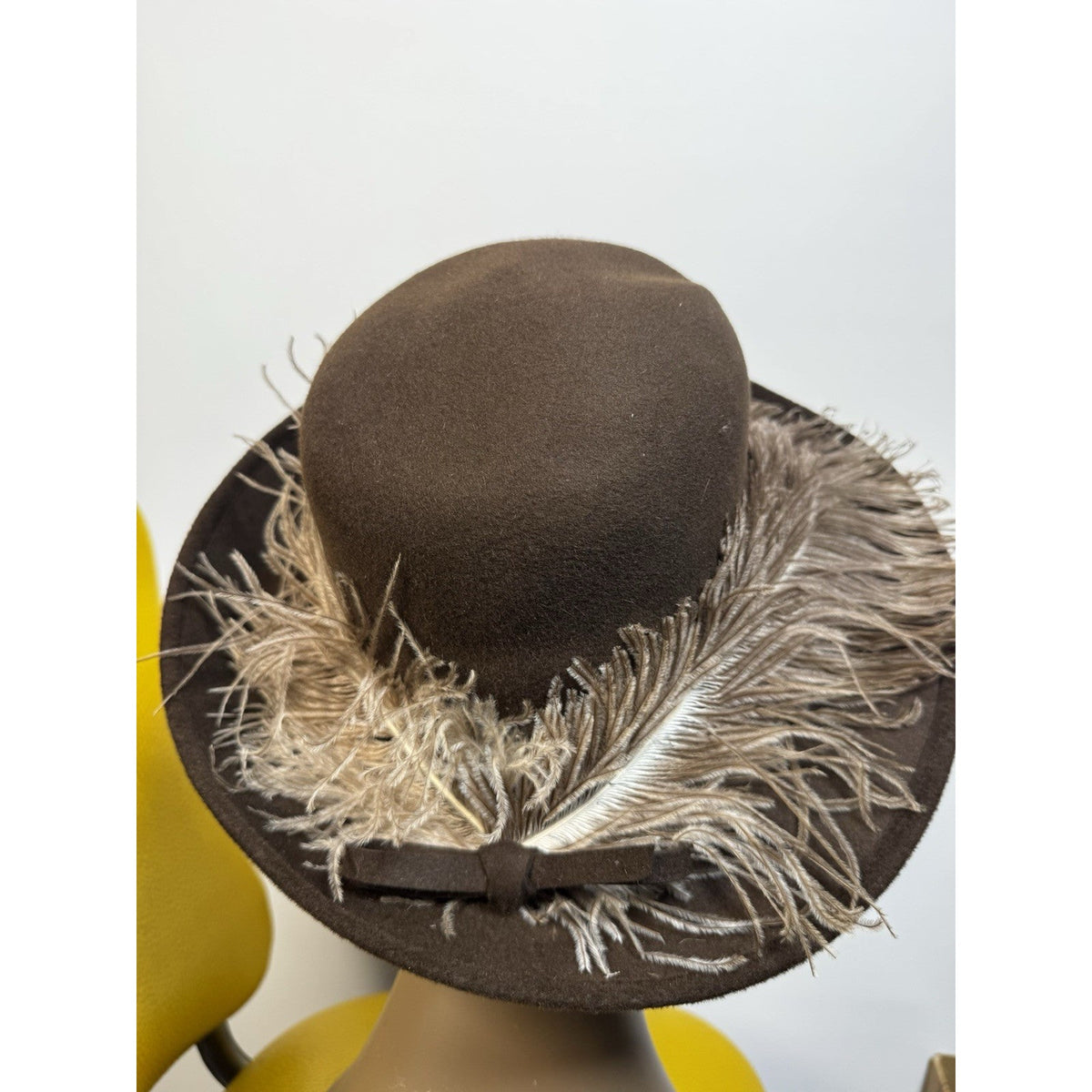 Ostrich Feather Wide Brim Hat Couture