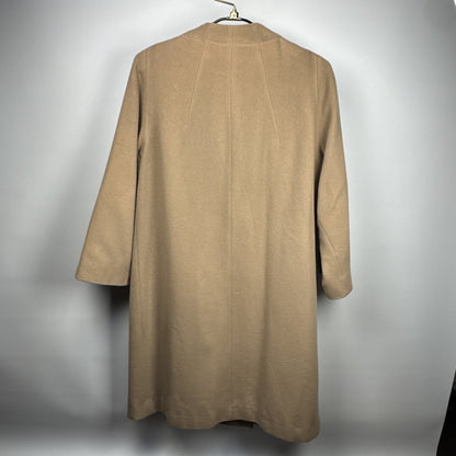 Vintage 1960s cream cashmere coat, silk lined, flawed, M/L