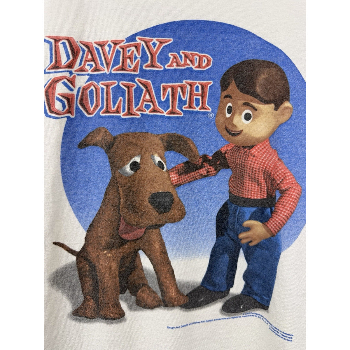 Vintage 2002 Davey and Goliath Christian Cartoon Lutheran Church XL 24x30