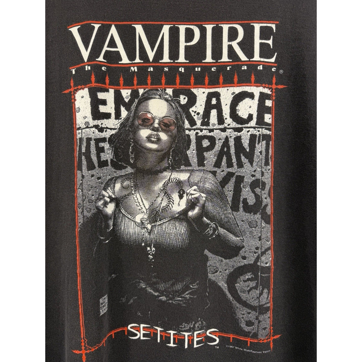 Vintage 1997 Vampire: The Masquerade Setites tee, Fashion Victim, XXL