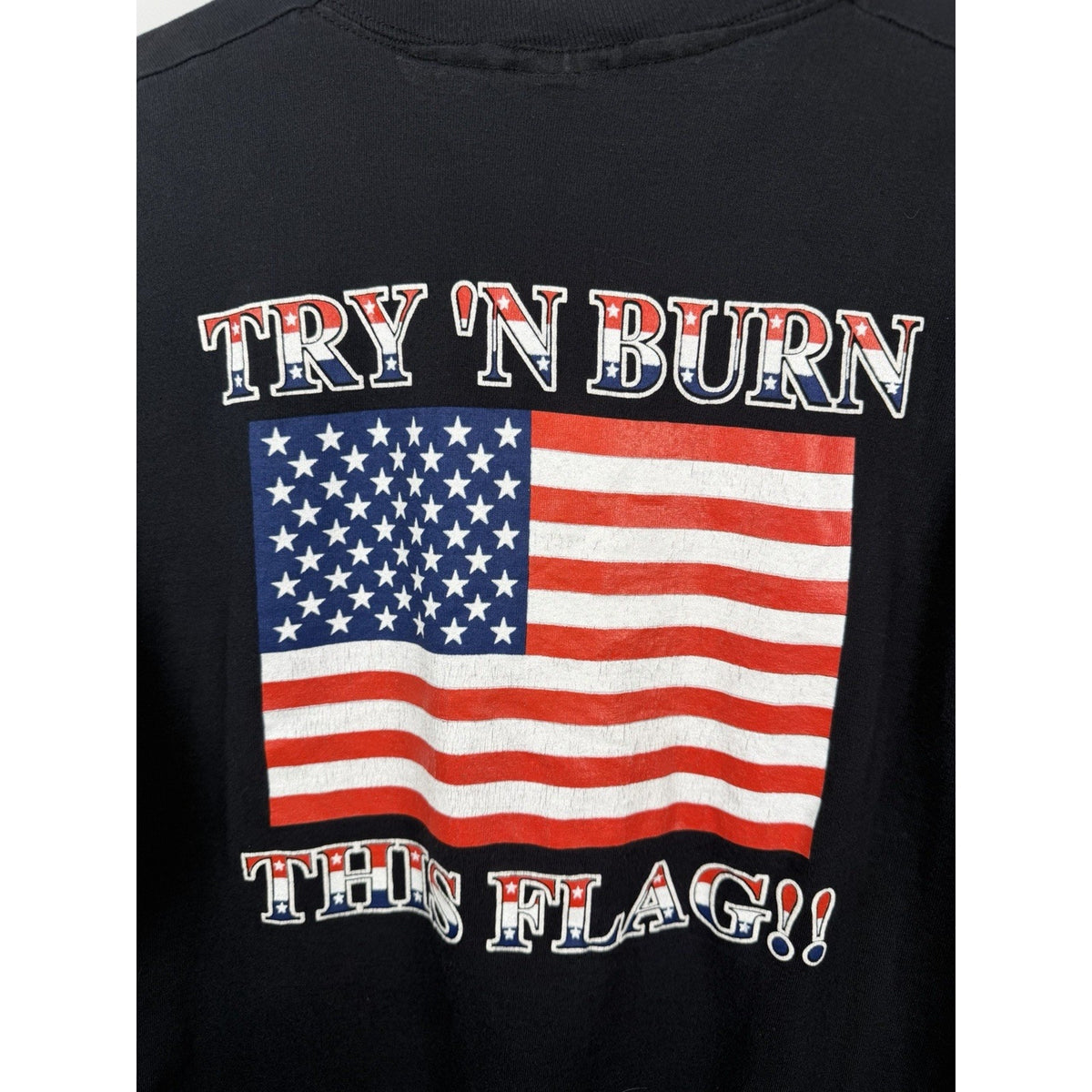 Vintage 1990 Operation Desert Storm Try N Burn This Flag Single Stitch L 21x29