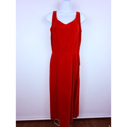 Vintage 1940s Henry Rosenfeld old hollywood orange/red velvet dress - Small
