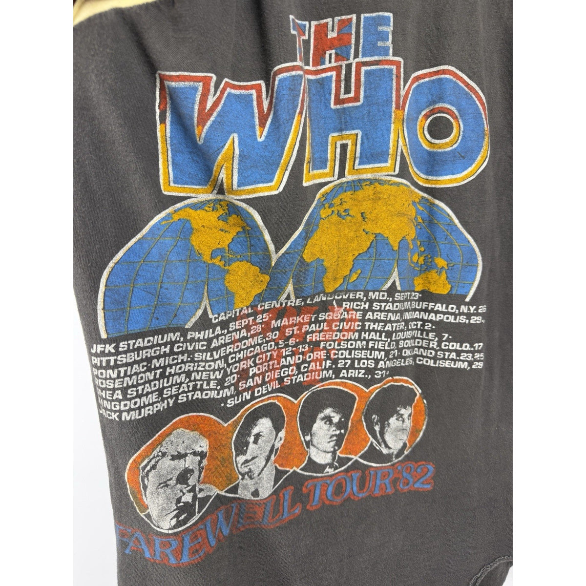 Vintage 1982 The Who American Farewell tour tee, thrashed, S