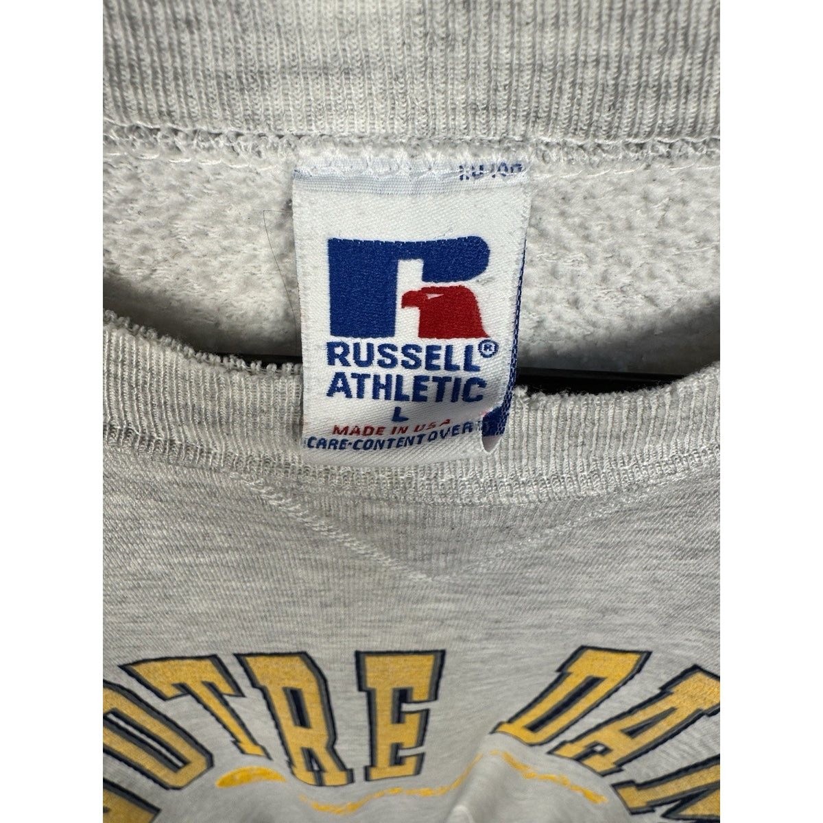 Vintage 90s Notre Dame Russell Athletic gray crewneck sweatshirt, L
