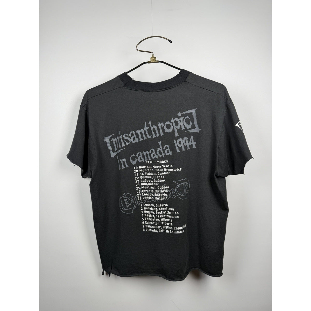 Vintage 1994 Entombed Misantropic Tour Canada Shirt Chopped Thrashed L 22x26