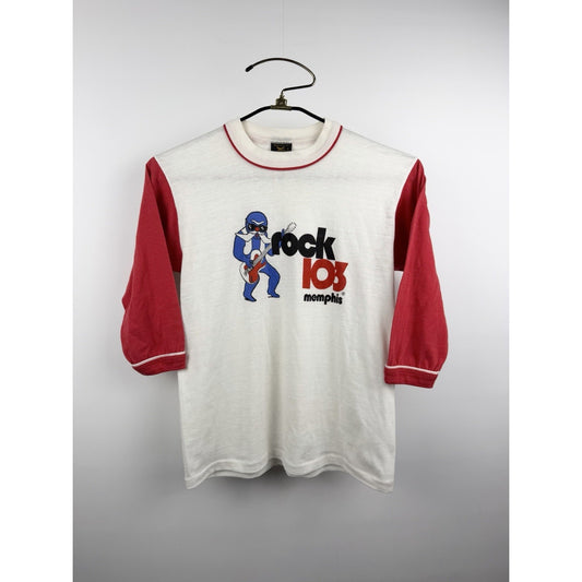 Vintage 70s Rock 103 Memphis Rare Walrus Mascot Raglan Shirt Faucone Tag S 19x23