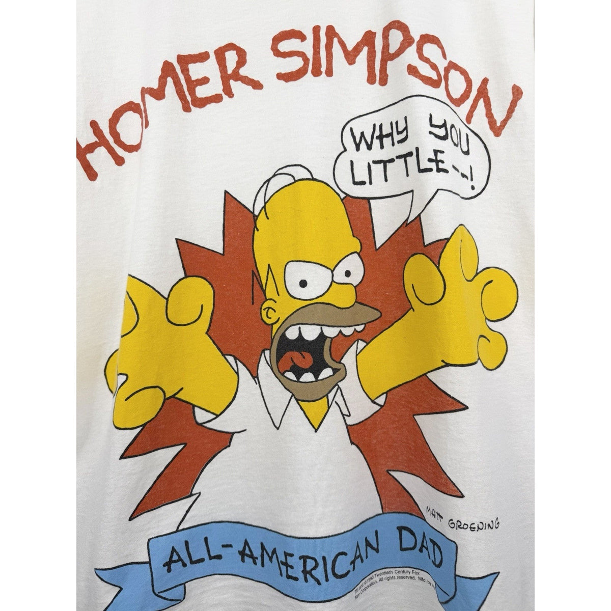 Homer Simpson All American Dad Why You Little —! shirt, 1990, Large