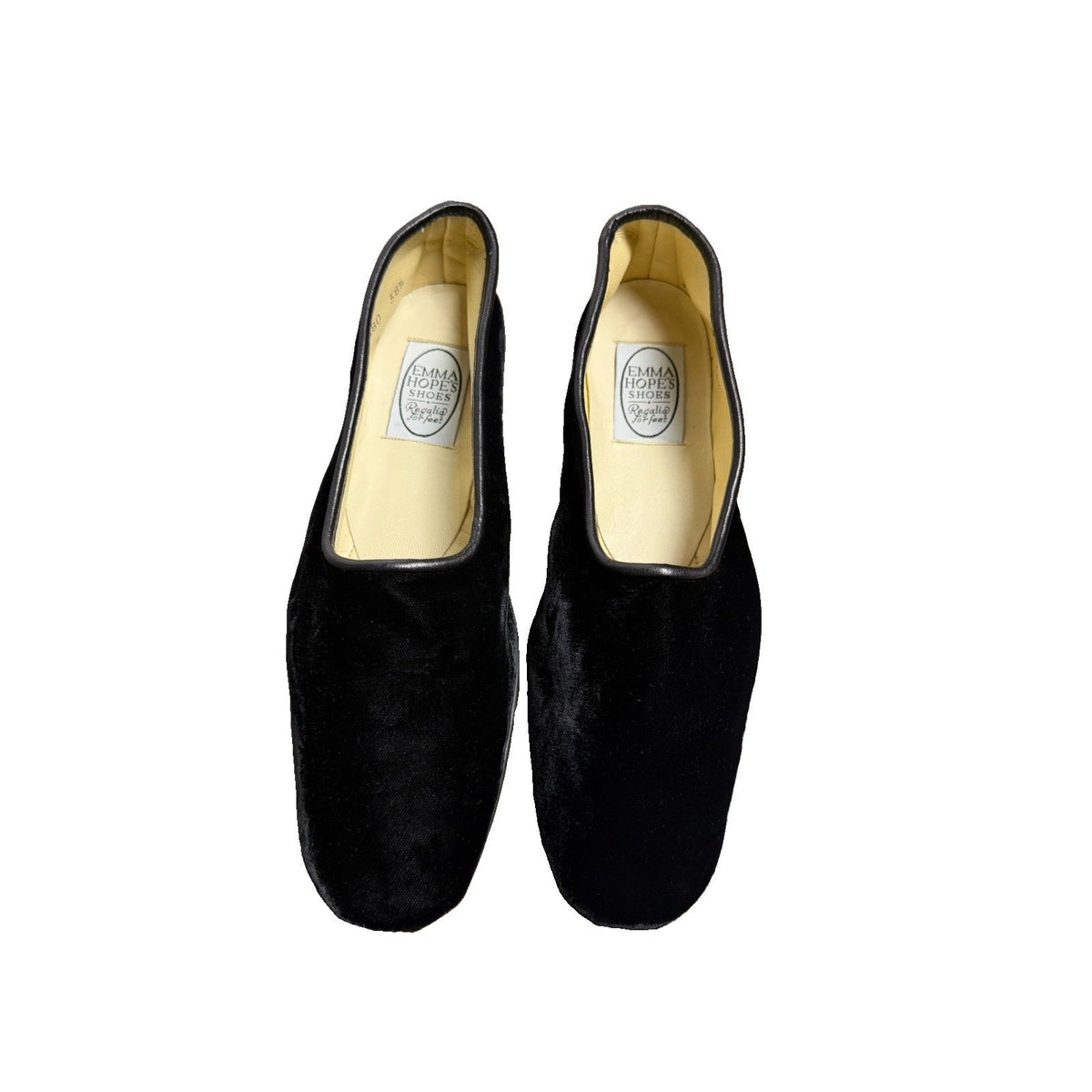 Emma Hope Albert black velvet slip-on ballet loafers, new, 38.5