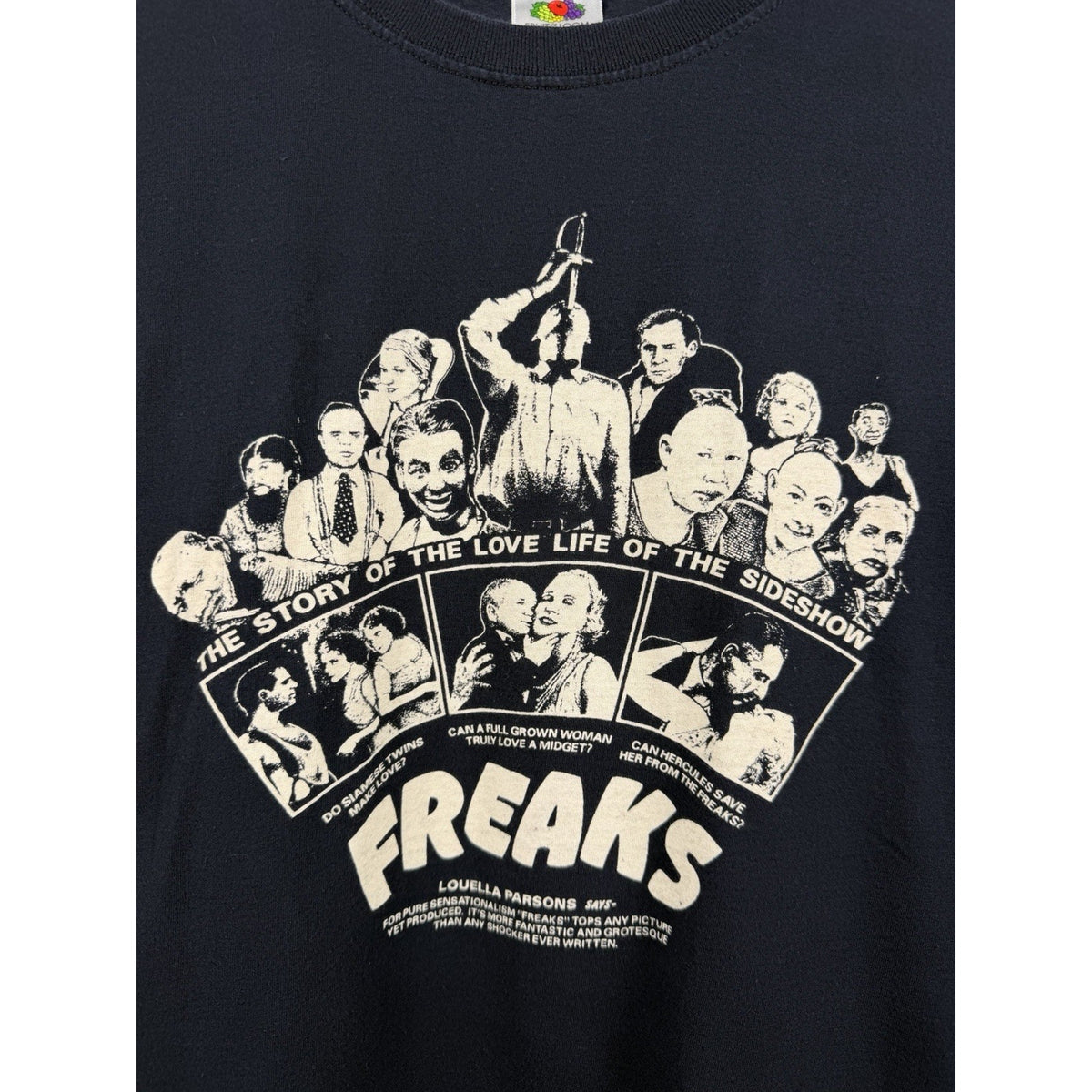 Vintage 2005 Tod Browning Freaks Silent Movie Horror Poster Graphic Tee L 22x27
