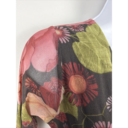 Y2K Anthropologie Weston wear Floral Dress Wrap Top Fitted Cute Small Mesh USA