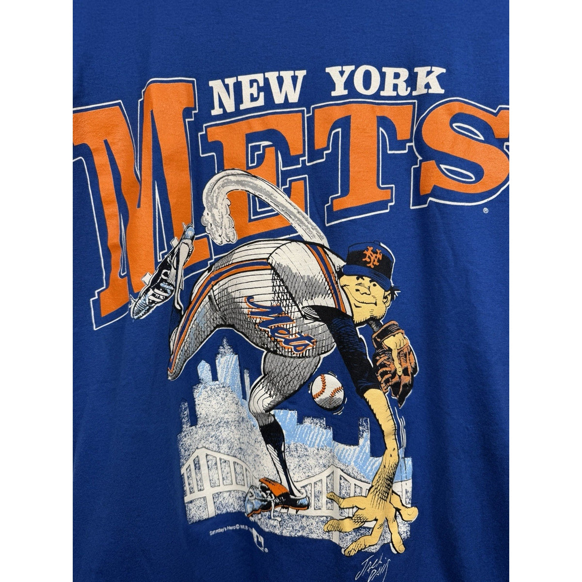Vintage 1991 New York Mets Jack Davis caricature art tee, M