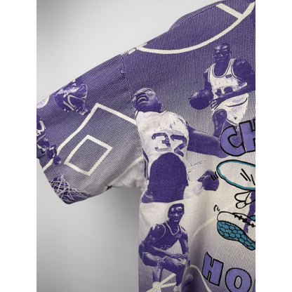 Vintage 90s Charlotte Hornets Hugo AOP tee, Magic Johnson T's, XL