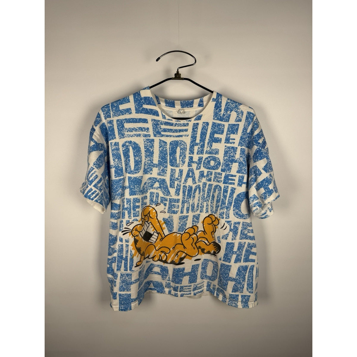 Vintage 90s Garfield Laughing All Over Print AOP Single Stitch XL 24x27.5