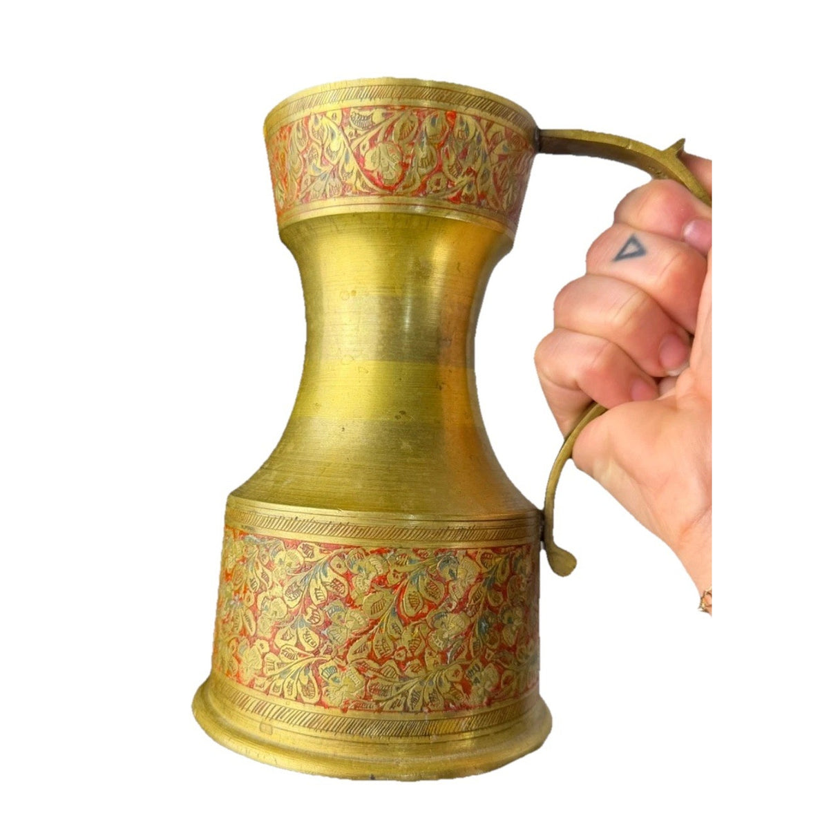 Vintage ~ Brass Etched Pitcher ~ India