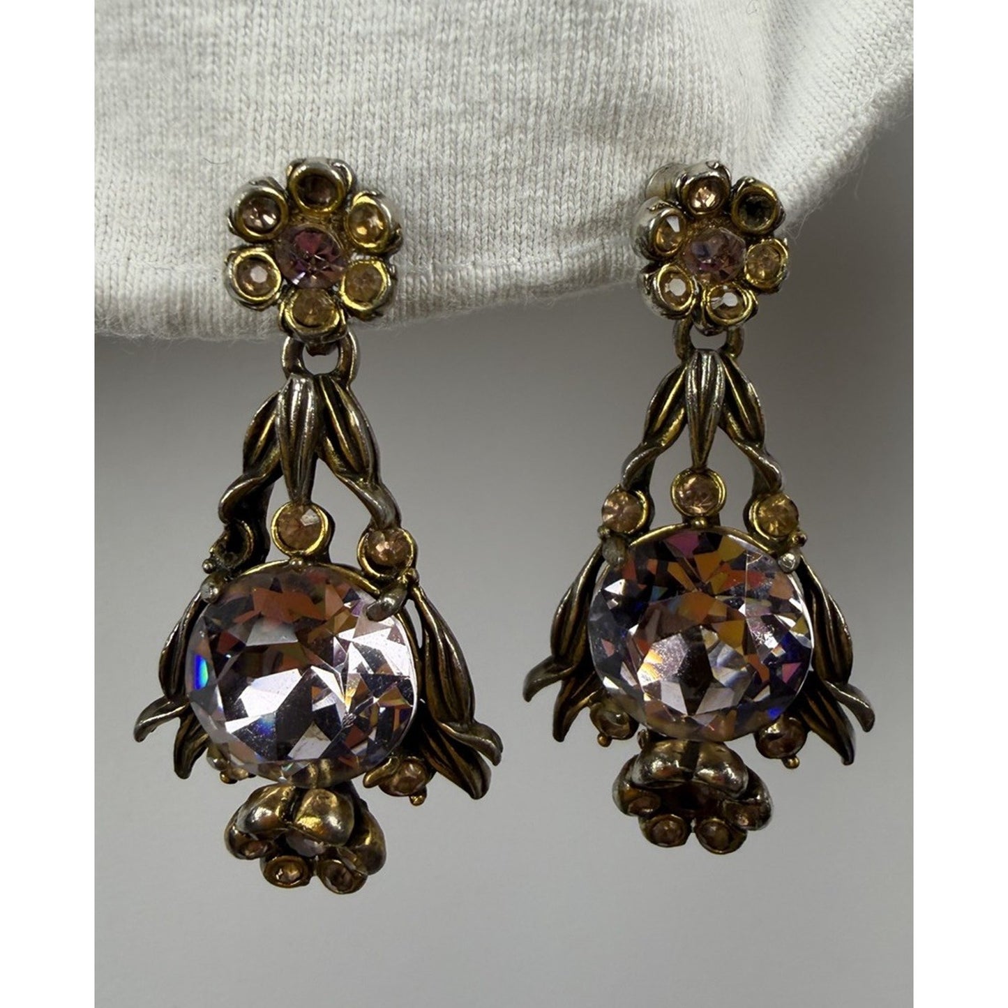 Vintage 1954 Hollycraft Regency Deco Glam Oversized Lavender Clip Earrings