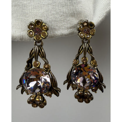 Vintage 1954 Hollycraft Regency Deco Glam Oversized Lavender Clip Earrings