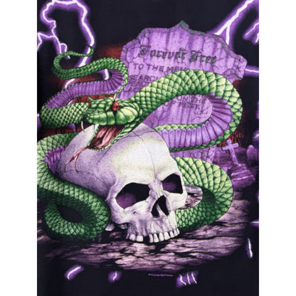 Vintage 90’s American Thunder Forever Free Snake Skull Lightning Shirt XL 25x26