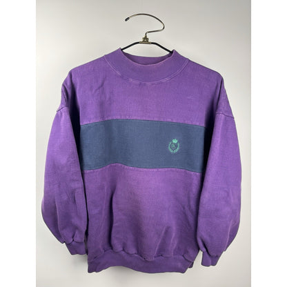 Vintage 90s Chaps Ralph Lauren purple crewneck, navy chest stripe, L