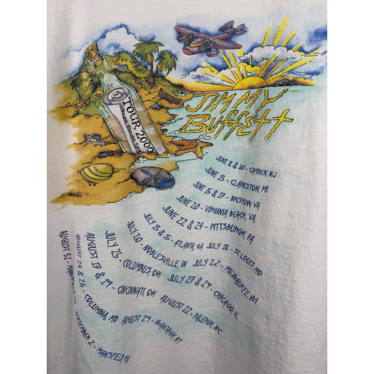 Vintage Jimmy Buffett Tour 2000 Tuesday Thursday Saturday Shirt Tultex XL 23x29