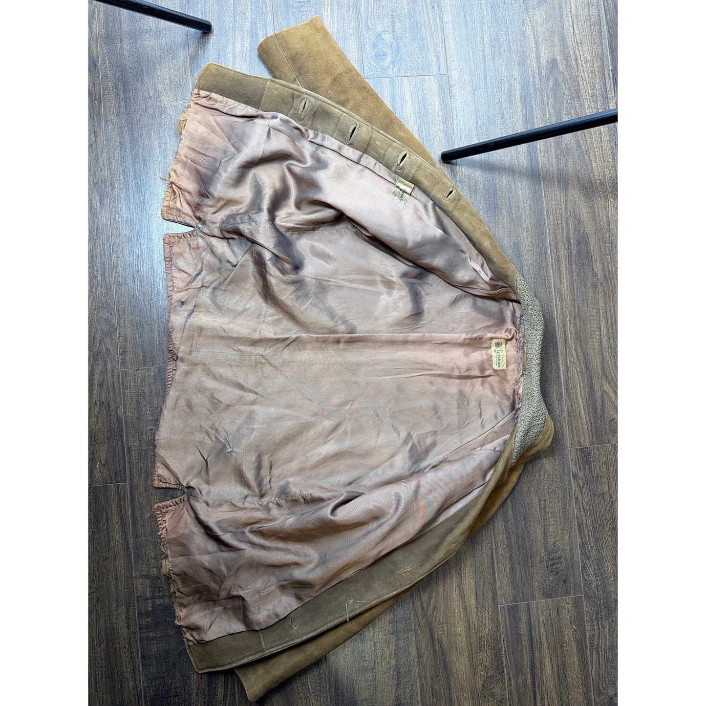 1950s Goatskin Leather Coat Swedish Thrashed Mid Century Western Jacket