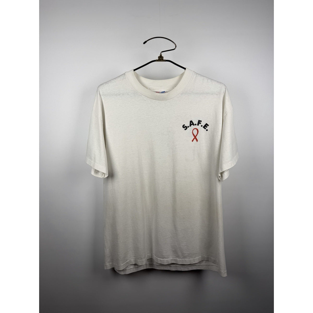 Vintage 90s SAFE Stop AIDS For Everyone tee, single stitch, XL